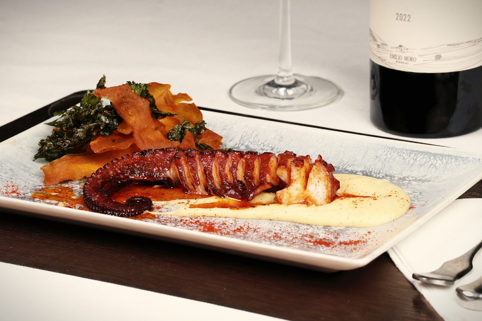 Grilled octopus dish